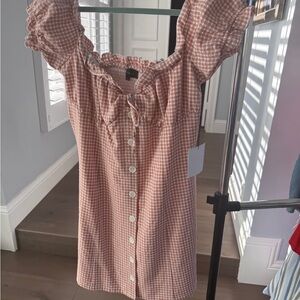 Chic Gingham Mini Dress with Ruffle Sleeves